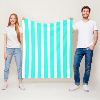 Winter Blue and White Stripes Fleece Blanket