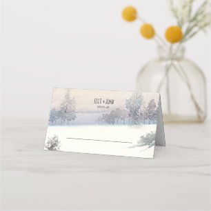 Winter Blue and White Wedding Place Card