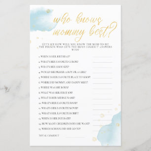 Winter Blue Baby Shower Game Who Knows Mummy Best