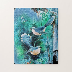 Winter Blue Birds Painting Jigsaw Puzzle