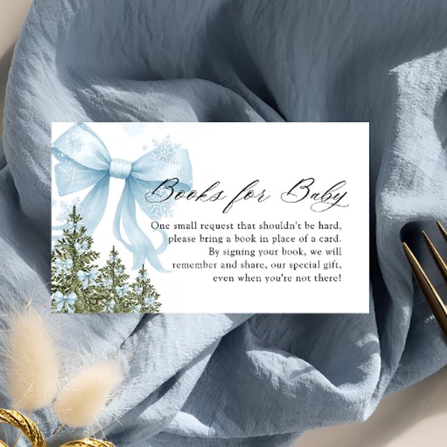 Winter Blue Bow Books for Baby Enclosure Card (Creator Uploaded)