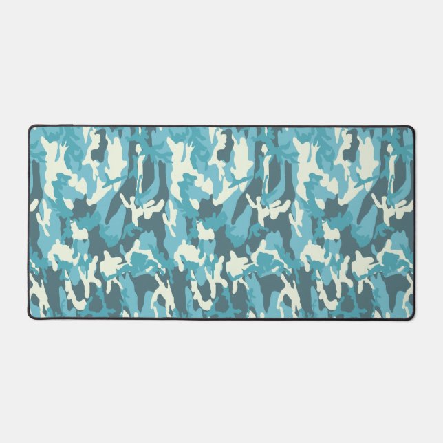 Winter Blue Camo Military Camouflage Armed Forces Desk Mat (Front)