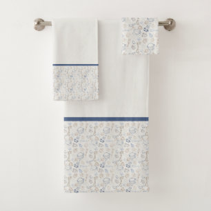 Winter Blue Christmas Doodles Bath Towel Set