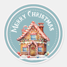 Winter blue Christmas Gingerbread House Sticker