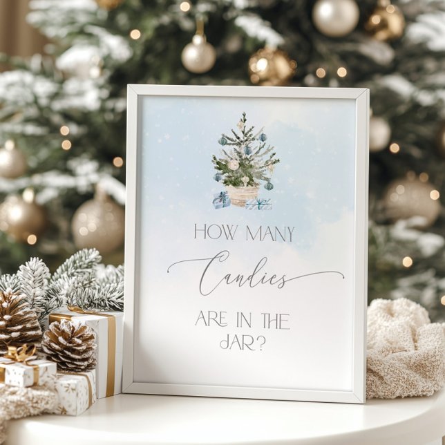 Winter blue Christmas Guess how many candies Poster (Creator Uploaded)