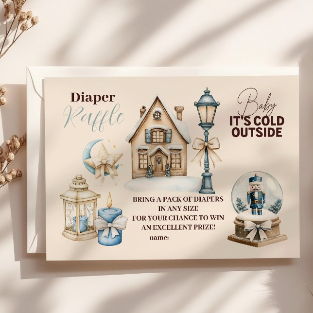 Winter Blue Christmas Holiday Diapper Raffle Enclosure Card (Creator Uploaded)