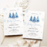 Winter Blue Christmas Tree Baby Shower Boy Invitation<br><div class="desc">Pink Christmas tree and snowflake baby shower invitation.</div>