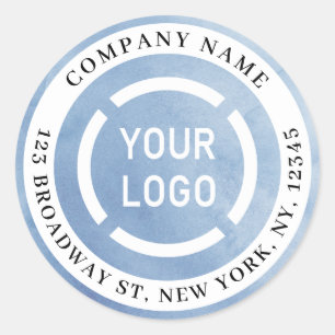 Winter blue company logo return address classic round sticker