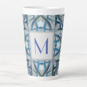 Winter Blue Crystal Pattern Monogram Mug