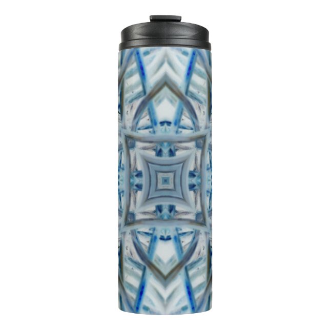 Winter Blue Crystal Pattern Thermal Tumbler (Front)