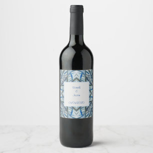 Winter Blue Crystal Pattern Wine & Champagne Label
