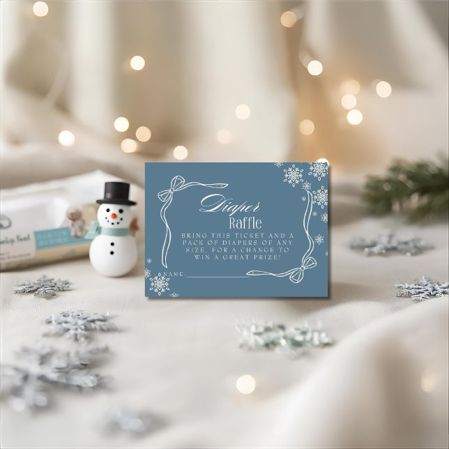 Winter Blue Diaper Raffle Baby Shower Enclosure Card (Winter Blue Diaper Raffle Baby Shower Enclosure Card)
