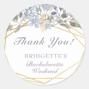 Winter Blue Floral Bachelorette Party Thank You Classic Round Sticker