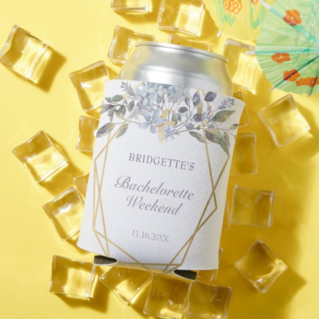 Winter Blue Floral Bachelorette Weekend Itinerary  Can Cooler (In Situ Summer)