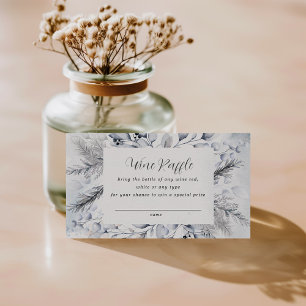 Winter Blue Floral Bridal Shower Raffle Card