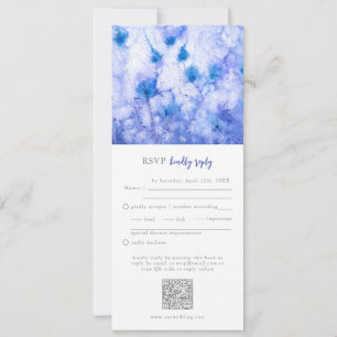 Winter Blue Garden Wedding RSVP QR Code Invitation