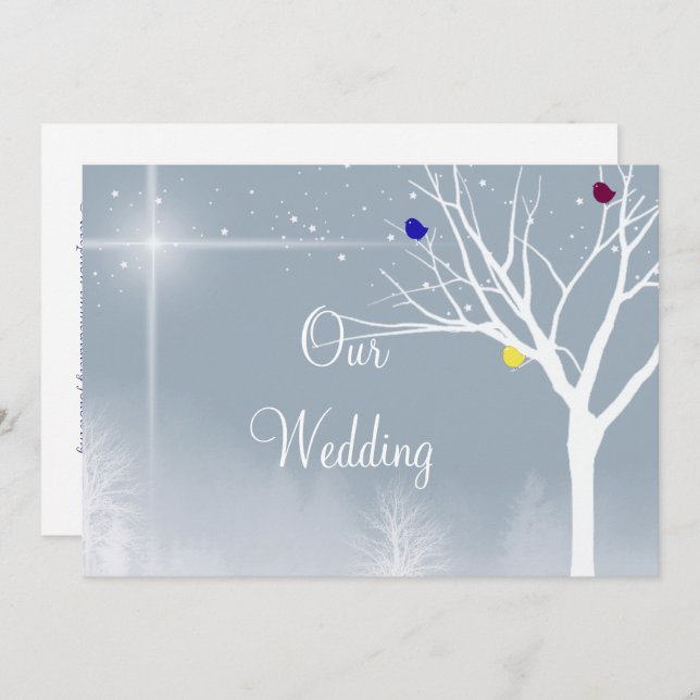 Winter Blue Gay/Lesbian  Wedding Invitation (Front/Back)