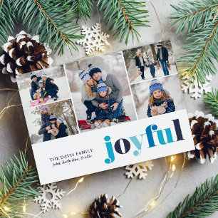 Winter Blue "Joyful" Gallery of 5 Photos Festive Holiday Card