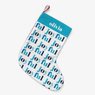 Winter Blue "Joyful" Personalised Small Christmas Stocking