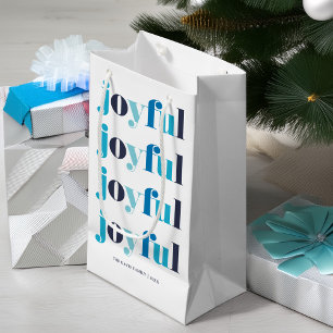 Winter Blue "Joyful" Personalized Holiday  Small Gift Bag