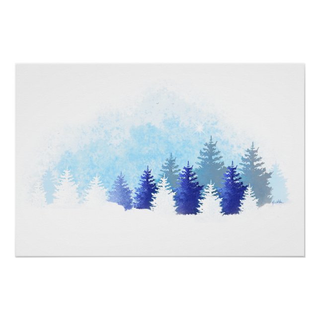 Winter Blue Landscape Poster (Front)