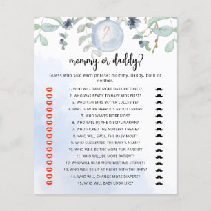 Winter blue mummy or daddy baby shower game