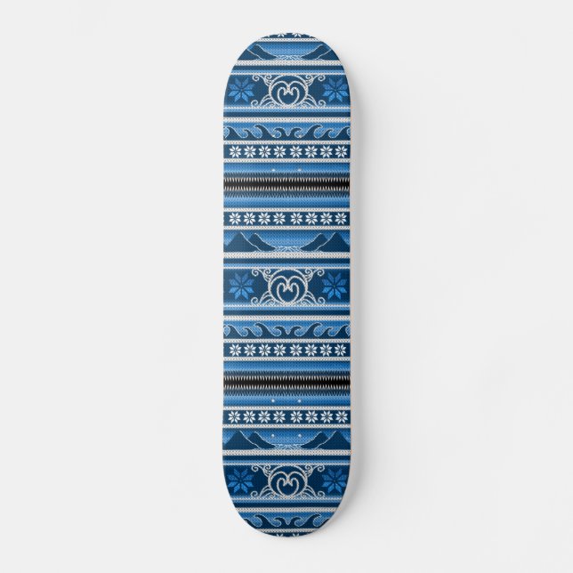 Winter Blue Nordic Design Skateboard (Front)