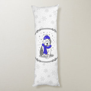Winter Blue Old English Sheepdog Dog (Grey 1) Cute Body Cushion
