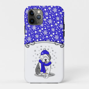 Winter Blue Old English Sheepdog Dog (Grey 1) Cute iPhone 11 Pro Case