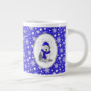 Winter Blue Old English Sheepdog Dog (Grey 1) Cute Large Coffee Mug