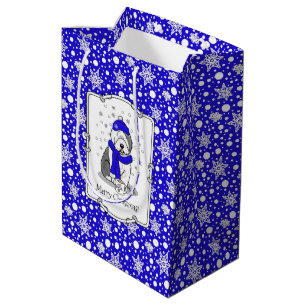 Winter Blue Old English Sheepdog Dog (Grey 1) Cute Medium Gift Bag