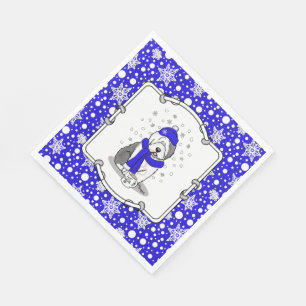 Winter Blue Old English Sheepdog Dog (Grey 1) Cute Napkin