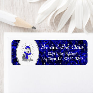 Winter Blue Old English Sheepdog Dog (Grey 1) Cute Return Address Label