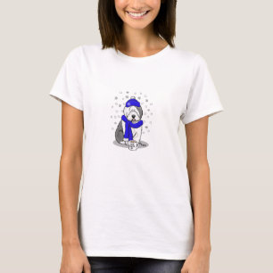 Winter Blue Old English Sheepdog Dog (Grey 1) Cute T-Shirt