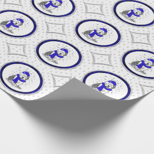Winter Blue Old English Sheepdog Dog (Grey 1) Cute Wrapping Paper