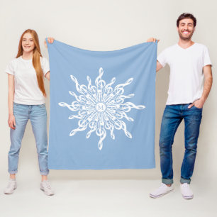 Winter Blue Ornamental Monogram G-Clef Snowflake Fleece Blanket