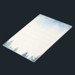Winter blue pine trees lined notepad<br><div class="desc">This winter blue pine trees lined notepad features a serene watercolor illustration of snow dusted pine trees along the border and a gentle wash of blue sky at the top. The calming winter scene provides a beautiful backdrop for letter writing, note taking, and to-do lists during the holiday season. With...</div>