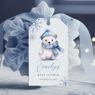 Winter Blue Polar Bear Favor Tags