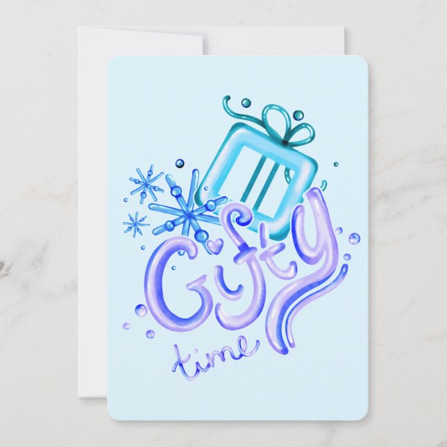 Winter Blue Purple Thank You Card with Snowflakes  (Front)