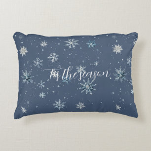 Winter Blue Silver Snowflakes Christmas Decorative Cushion