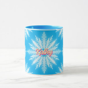 Winter Blue Snow Fake name Customised Mug