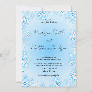 Winter Blue Snow Wedding Invitations