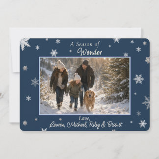 Winter Blue Snowflake Photo Holiday Card