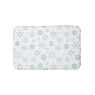 Winter Blue Snowflakes Bath Mat