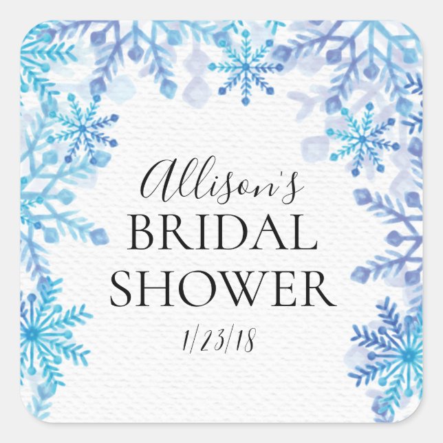 Winter Blue Snowflakes Bridal Shower Envelope Seal (Front)