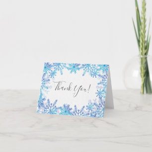 Winter Blue Snowflakes Bridal Shower Thank You