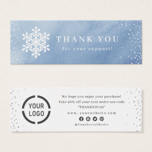 Winter Blue Snowflakes Christmas Thank You Insert