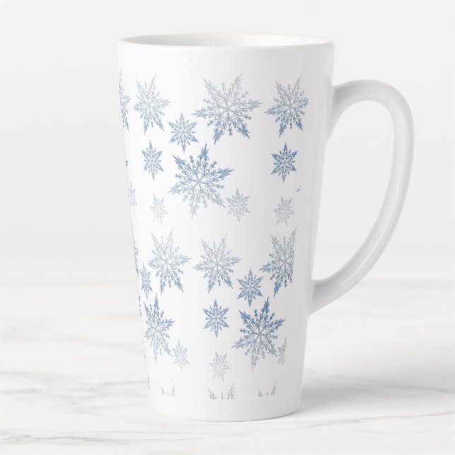 Winter Blue Snowflakes Latte Mug (Right)