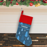 Winter Blue Snowman Snowflake Pattern Christmas Christmas Stocking<br><div class="desc">Dark blue snowman and snowflakes pattern.  Great for the winter season or holiday season.</div>