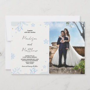 Winter Blue Snows Wedding Invitations with photo